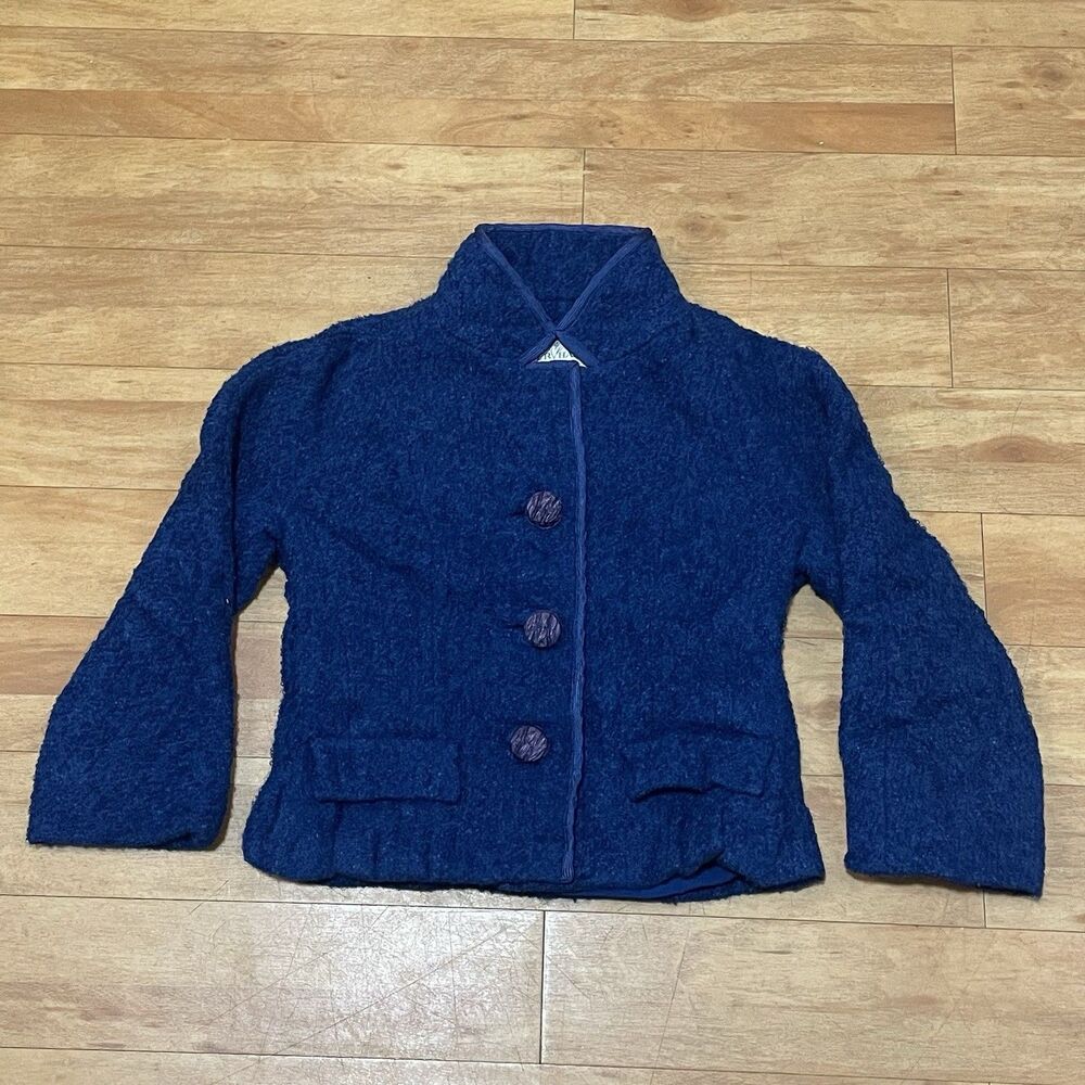 Vintage Sanger Harris Wool Coat Jacket Chunky Button Union Made 60s Petite XS 0